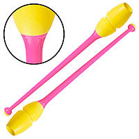 Булавы для художественной гимнастики Zelart 0964 длина 35см Pink-Yellow