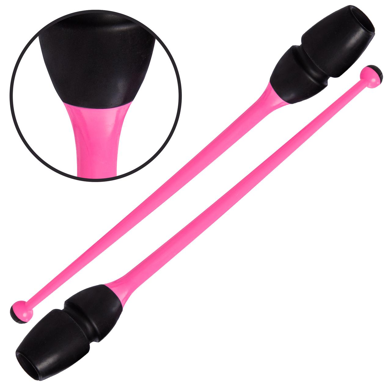 Булави для художньої гімнастики Zelart 0964 довжина 35 см Pink-Black, фото 1