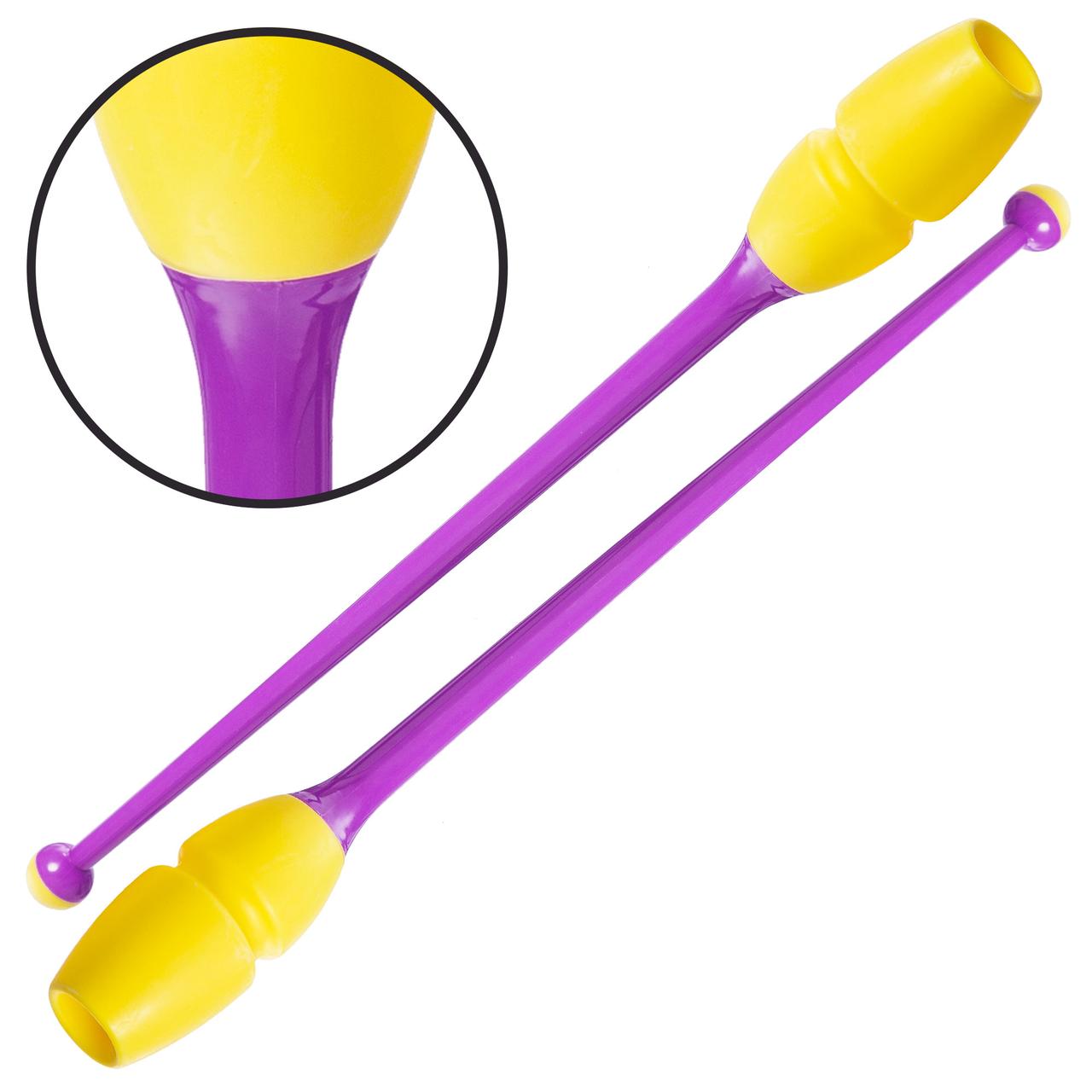 Булави для художньої гімнастики Zelart 0964 довжина 35 см Purple-Yellow, фото 1