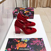 Туфли Dolce&Gabbana замшевые на массивном каблуке новая коллекция