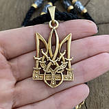 Підвіска Тризуб на шовковому шнурку, фото 2