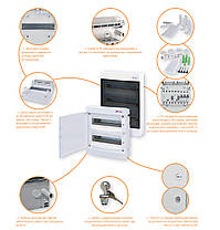 Щит пластиковий  зовнішньої установки ECT 8PT (8мод.проз.дверцята), ЕТІ, фото 3