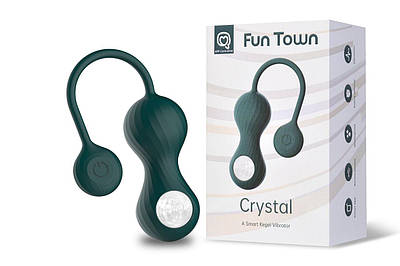 Вагінальні смарт-кульки з вібрацією Fun Town Crystal, з прозорим скляним кулею