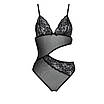 Боді з ажурним ліфом Passion CHRISTA BODY L/XL, black, фото 3