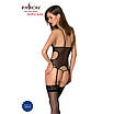 Корсет із підв’язками та ажурним ліфом Passion CHRISTA CORSET L/XL, black, стрінги в комплекті, фото 2