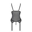 Корсет із підв’язками та ажурним ліфом Passion CHRISTA CORSET L/XL, black, стрінги в комплекті, фото 6