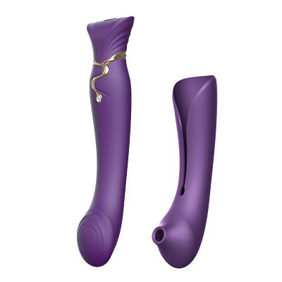 Смартвібратор 3в1 Zalo — Queen Twilight Purple, пульсувальна перлина та вакуум, кристал Swarovski