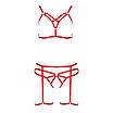 Комплект білизни Passion Exclusive MAGALI SET OpenBra XXL/XXXL, red, стрепи, ліф, трусики і пояс, фото 4