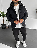Черная куртка мужская - наполнитель холлофайбер, турецкая куртка зимняя (черного цвета)