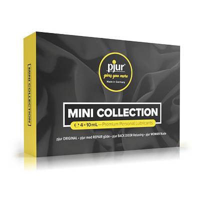 Набор смазок pjur MINI COLLECTION 4×10 мл: med REPAIR glide, WOMAN Nude, ORIGINAL, BACKDOOR Relaxing