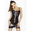 Сорочка сукня під латекс зі шнурівкою BELLATRIX CHEMISE black XXL/XXXL — Passion, трусики, фото 3