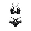 Комплект білизни NAVEL SET black L/XL — Passion Exclusive: трусики та ліф з елементами під латекс, фото 5