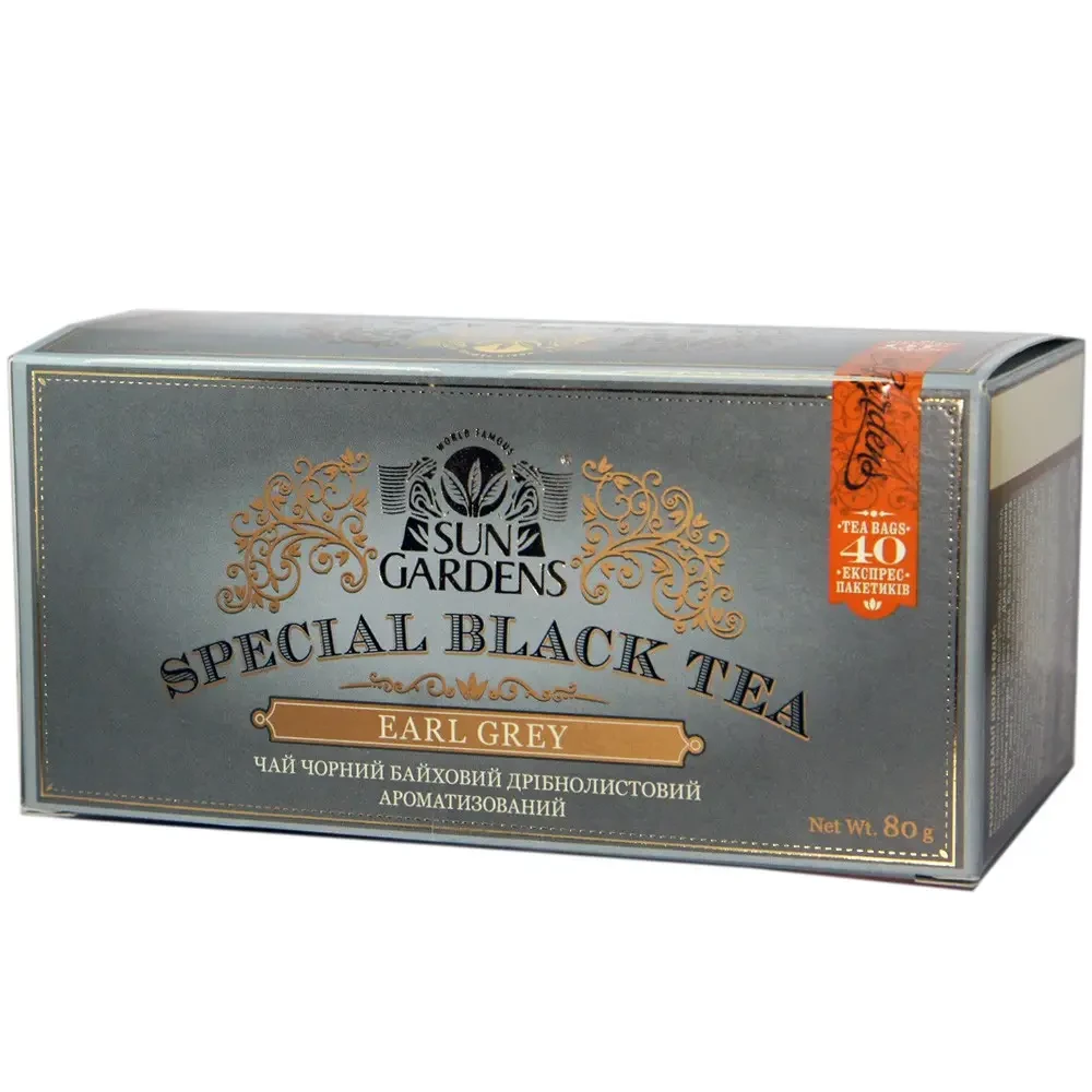 ЧАЙ ЧОРНИЙ SUN GARDENS EARL GREY SPECIAL BLACK TEA З БЕРГАМОТОМ 40п. Сан Гарденс Бергамот 40 п