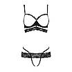 Комплект білизни SARIA SET OpenBra black XXL/XXXL — Passion Exclusive: стрепи: відкрітий ліф, стринги, фото 5