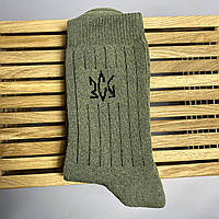 Зимові чоловічі теплі високі шкарпетки хакі 1 шт 41-45 бавовняні патріотичні якісні з крутим принтом