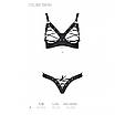 Комплект з екошкіри CELINE BIKINI black XXL/XXXL — Passion: відкритий бра зі стрічками, стринги зі шнуро, фото 5
