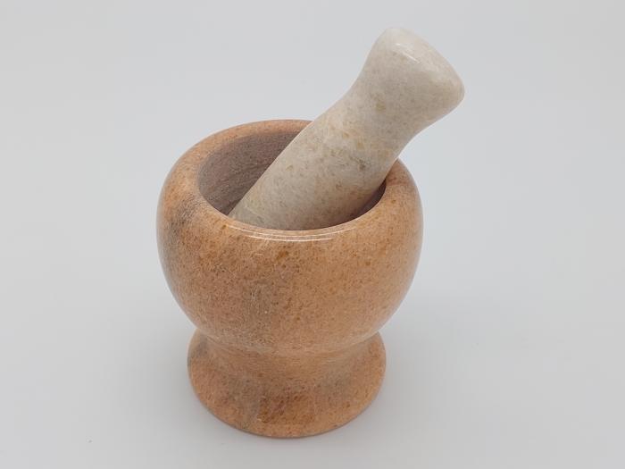 Ступка для подрібнення та перетерання спецій та перцю кухонна мармурова з пестиком D 10/7 cm H 10 cm