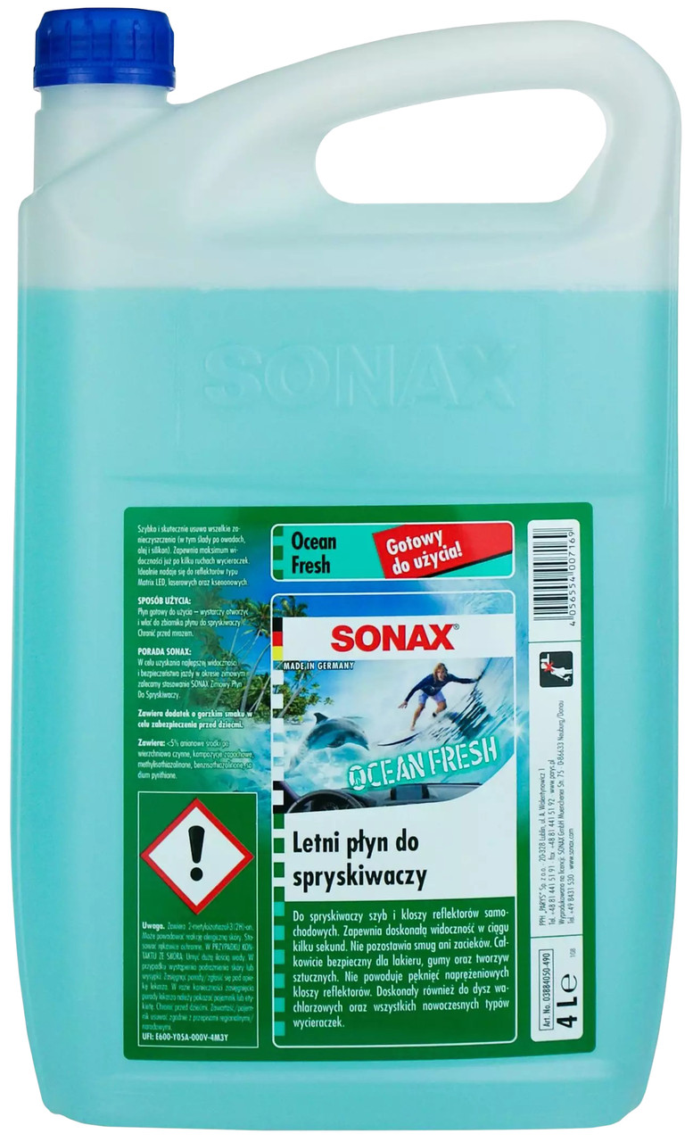 Омивач скла літній SONAX, 4 л Свіжість океану