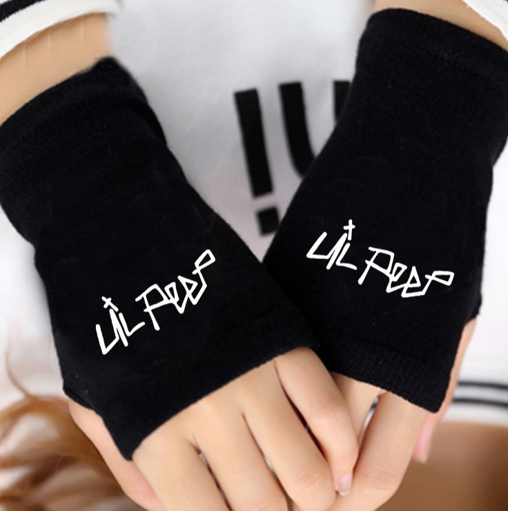 Рукавички без пальців Lil Peep Аніме Чорні