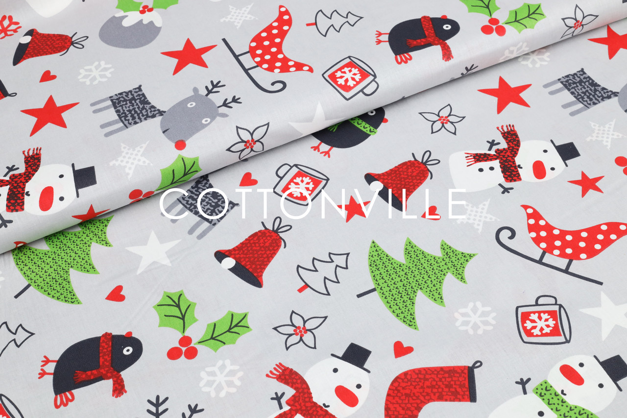 Ранфорс Новорічний, сірий фон