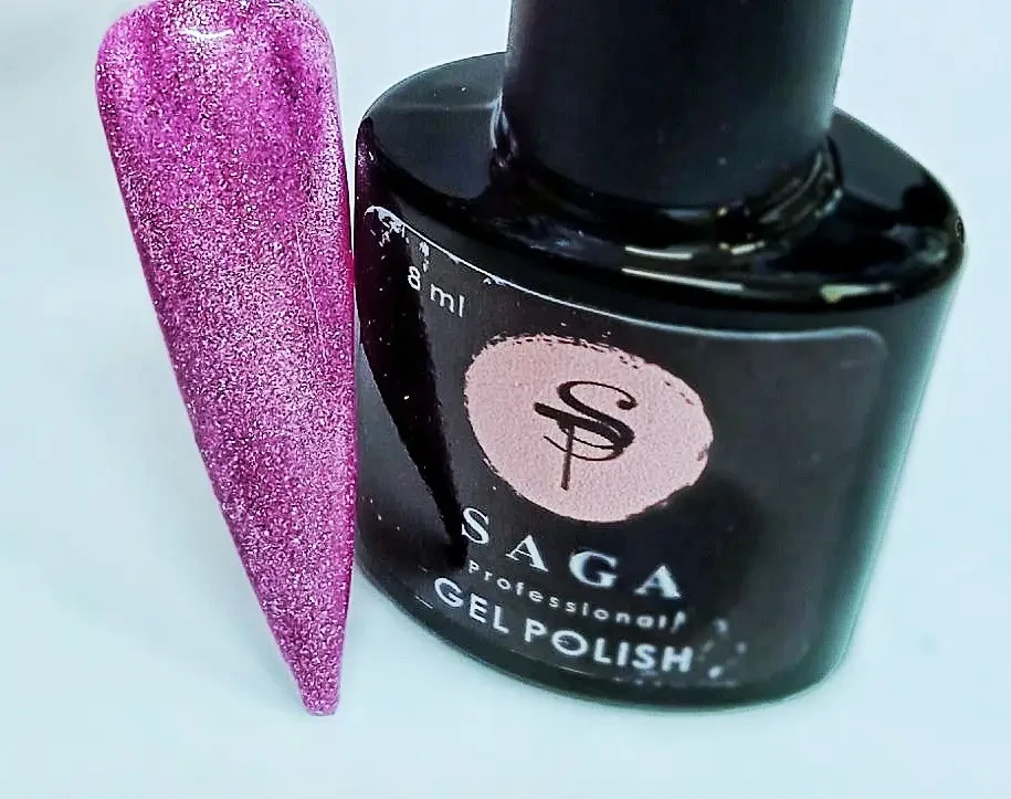 Гель-лак SAGA PROFESSIONAL CAT FIERY 02 рожево-ліловий зі світловідбиваючим шимером і відблисками