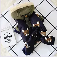 Зимовий комбінезон для собак з принтом бульдогів S