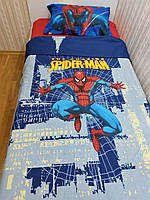 Ткань для детского постельного белья, Люкс ранфорс Турция, Спайдермен в городе 3Д