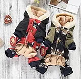 Зимовий одяг для собак, Комбінезон з малюнком бульдогів червоний, фото 7