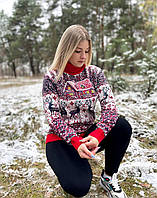 Жіночий новорічний светр з оленями червоний M, L, XL