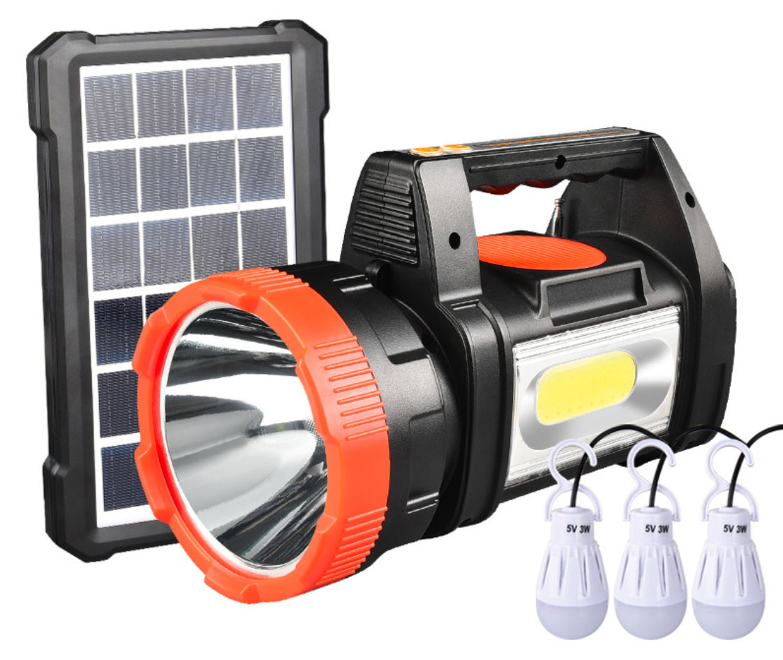 Мощный фонарь на солнечной батарее и повербанком GS-540 Радио, MP3, Bluetooth и 3 лампочки, фото 3