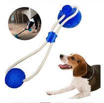 Гумова іграшка для собак канат на присосці з м'ячем, фото 3