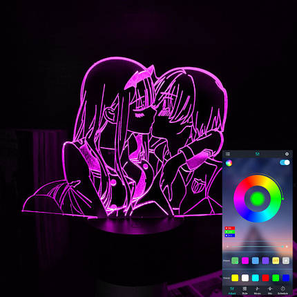 Акриловий світильник-нічник керування з телефона Darling in the Franxx tty-n002192, фото 1