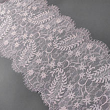 Ажурне французьке мереживо шантильї (з війками) блідо-рожевого кольору, шир.35 см, довжина купона 3.0м.