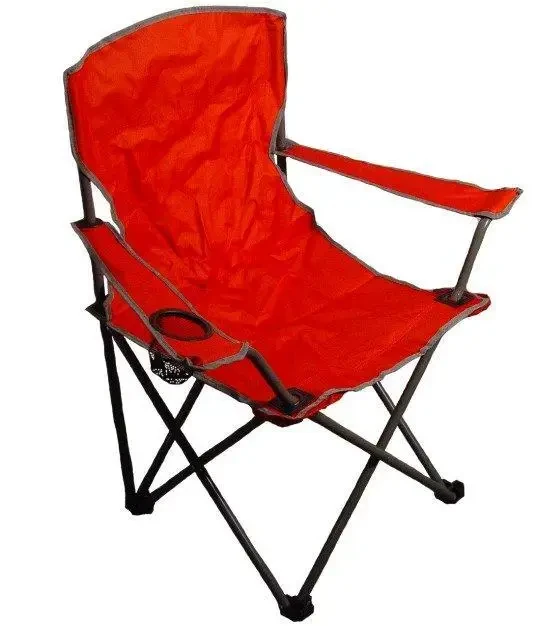 Стілець складаний туристичний крісло складне з підсклянником, рибальський розкладний стільчик червоний