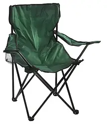 Стілець складаний туристичний крісло складане з підсклянником, рибальський розкладний стільчик темно-зелений