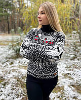 Жіночий новорічний светр з оленями чорний 4XL, 5XL