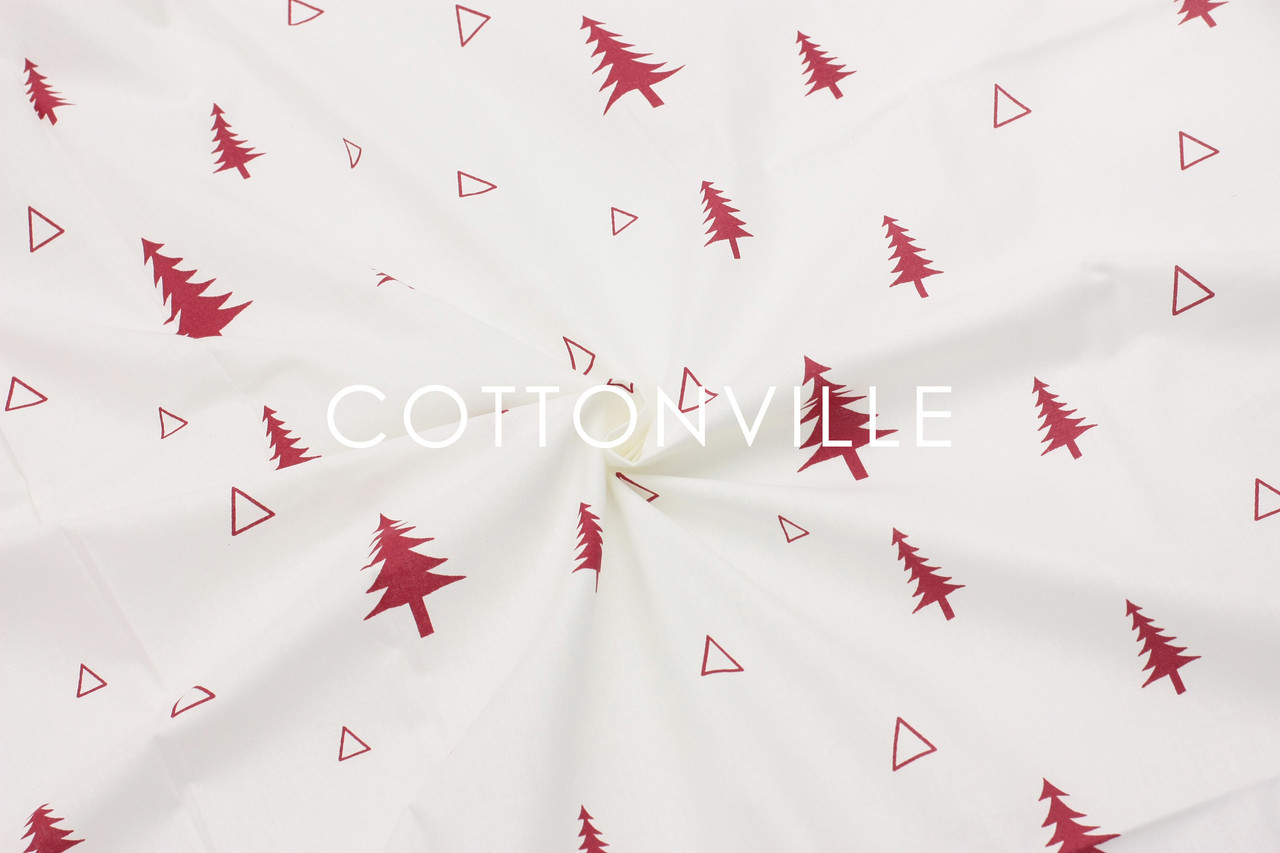 Ранфорс 240 см Вишневі ялиночки на білому