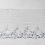 Ажурне мереживо вишивка на сітці: нитка блакитного кольору на блакитній сітці, ширина 23 см, фото 3