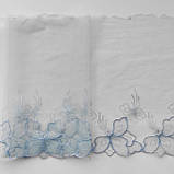 Ажурне мереживо вишивка на сітці: нитка блакитного кольору на блакитній сітці, ширина 23 см, фото 5