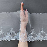 Ажурне мереживо вишивка на сітці: нитка блакитного кольору на блакитній сітці, ширина 23 см, фото 2