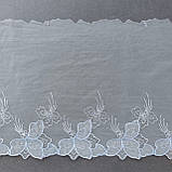 Ажурне мереживо вишивка на сітці: нитка блакитного кольору на блакитній сітці, ширина 23 см, фото 7