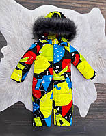 Зимний детский теплый комбинезон размер 104 со съемнынм капюшоном