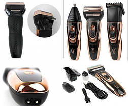 Бритва, триммер, машинка для стрижки волосся голови, вусів та бороди Gemei GM-595 триммер електробритва, фото 3