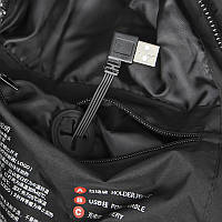 Куртка с подогревом от повербанка USB M09-4 S Black 4 зоны подогрева для туризма рыбалки активного отдыха