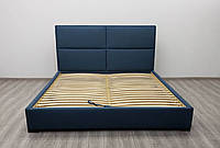 Ліжко двоспальне з підйомним механізмом в спальню Дерево/Тканина Наомі 160х200 Шик-Галичина Синій