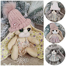 Текстильна авторська іграшка кролик , символ року кролик, кролик ручна робота, кролик-дівчинка в платті