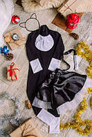 Новогодний детский костюм для девочки КОШКА 98см комбінезон, спідниця, обруч