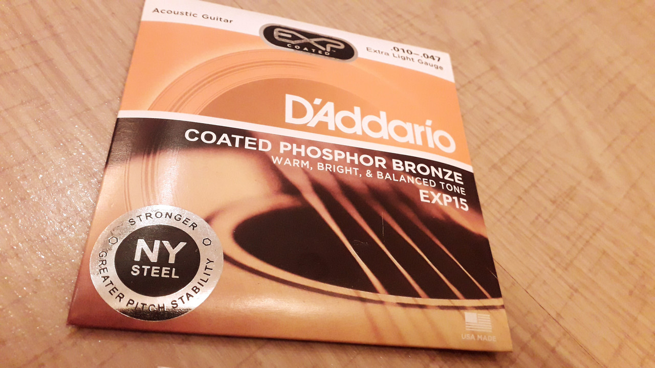 Струни d'addario exp15 ФОСФОР-БРОНЗОВАНІ для акустичної гітари 010-047, фото 1