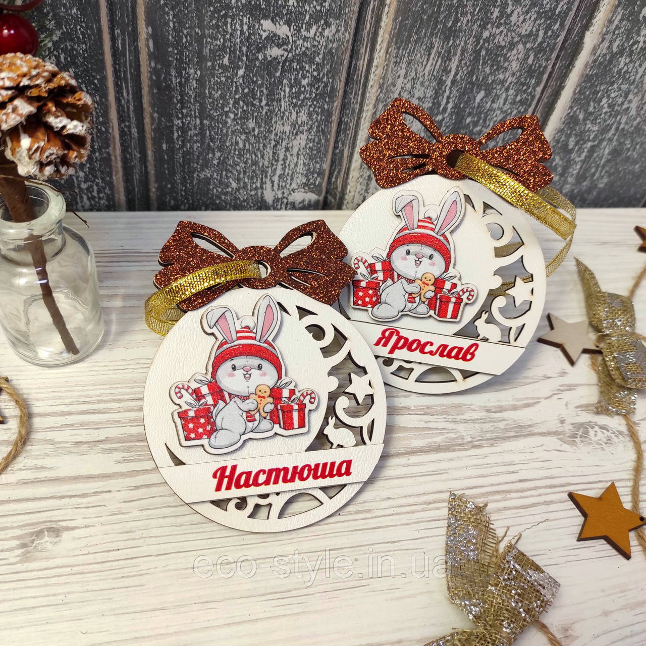 Новорічні іграшки Котики з іменами. Новорічні іграшки та прикраси. Іменні Іграшки на ялинку, фото 1