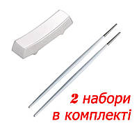 Набор прямоугольних серебряных подставок и палочек для суши серебро с белой ручкой REMY-DECOR для дома.